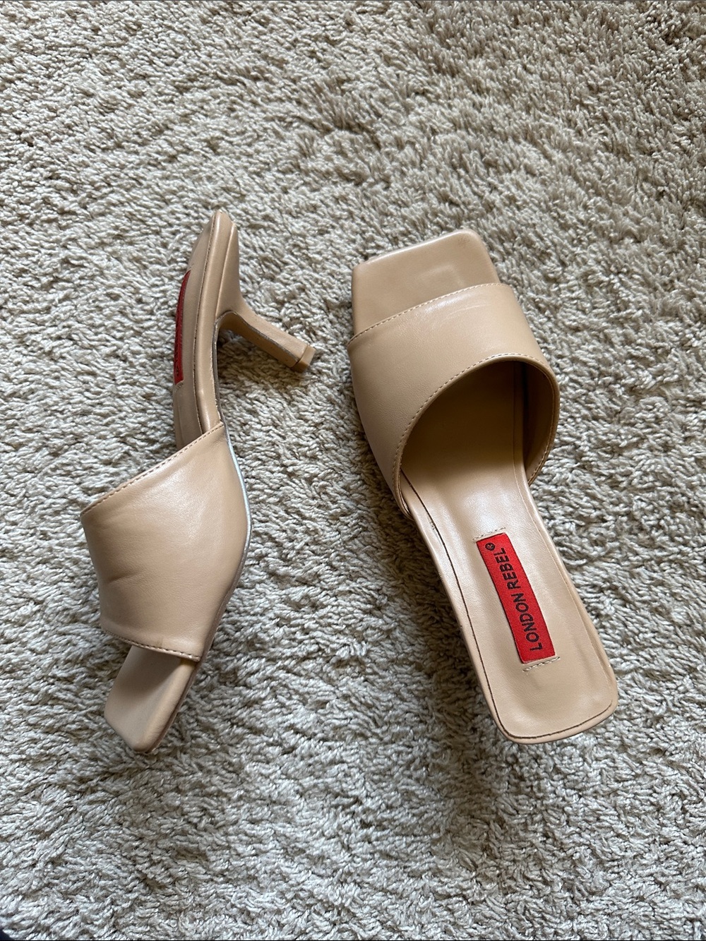 London Rebel Beige Slide Heels for Women